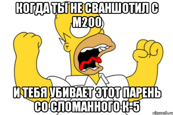 когда ты не сваншотил с м200 и тебя убивает этот парень со сломанного к-5, Мем Разъяренный Гомер