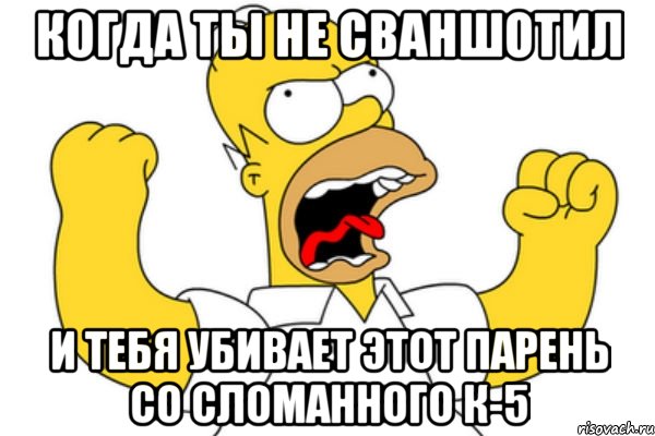 когда ты не сваншотил и тебя убивает этот парень со сломанного к-5, Мем Разъяренный Гомер