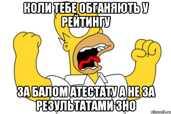 коли тебе обганяють у рейтингу за балом атестату а не за результатами зно, Мем Разъяренный Гомер