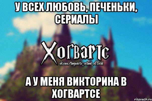 У всех любовь, печеньки, сериалы А у меня викторина в Хогвартсе, Мем Хогвартс