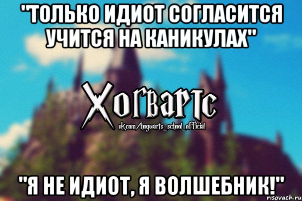 "Только идиот согласится учится на каникулах" "Я не идиот, я ВОЛШЕБНИК!", Мем Хогвартс