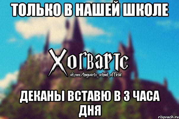 ТОЛЬКО В НАШЕЙ ШКОЛЕ ДЕКАНЫ ВСТАВЮ В 3 ЧАСА ДНЯ, Мем Хогвартс