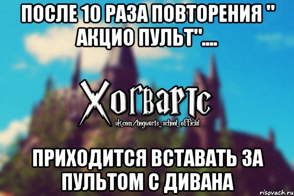 После 10 раза повторения " Акцио пульт".... Приходится вставать за пультом с дивана, Мем Хогвартс