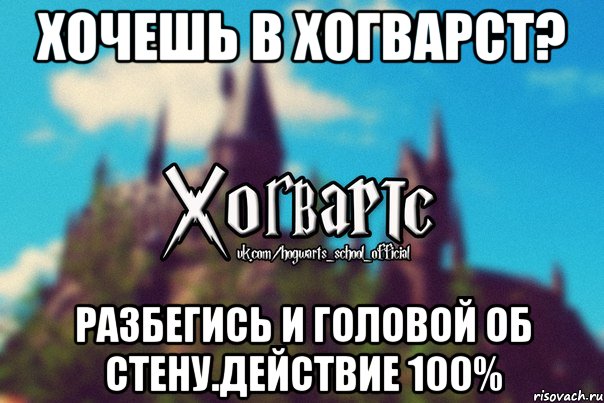 Хочешь в Хогварст? Разбегись и головой об стену.Действие 100%, Мем Хогвартс