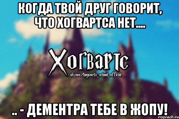 Когда твой друг говорит, что Хогвартса нет.... .. - Дементра тебе в жопу!, Мем Хогвартс