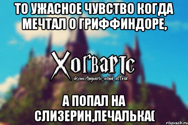 То ужасное чувство когда мечтал о Гриффиндоре, А попал на Слизерин,печалька(, Мем Хогвартс