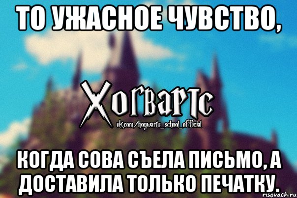 То ужасное чувство, Когда сова съела письмо, а доставила только печатку., Мем Хогвартс