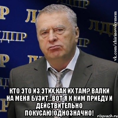  Кто это из этих,как их там? Валки на меня бузит...Вот я к ним приеду и действительно покусаю!Однозначно!, Мем Хватит это терпеть (Жириновский)