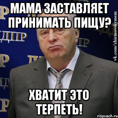 мама заставляет принимать пищу? хватит это терпеть!, Мем Хватит это терпеть (Жириновский)