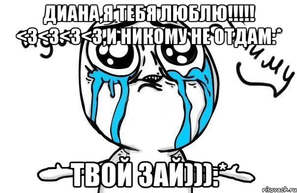 Диана,Я ТЕБЯ ЛЮБЛЮ!!!!! <3<3<3<3,И никому не отдам:* Твой зай))):*, Мем Иди обниму