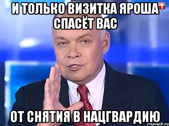 и только визитка Яроша спасёт вас от снятия в Нацгвардию, Мем Киселёв 2014