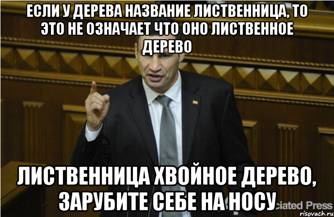 Если у дерева название лиственница, то это не означает что оно лиственное дерево Лиственница хвойное дерево, зарубите себе на носу