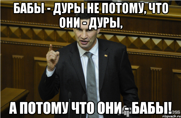 Бабы - дуры не потому, что они - дуры, А потому что они - бабы!, Мем кличко философ