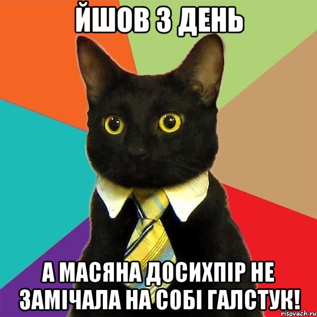 Йшов 3 день А Масяна досихпір не замічала на собі галстук!, Мем  Кошечка