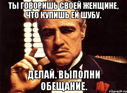 Ты говоришь своей женщине, что купишь ей шубу. Делай. Выполни обещание., Мем крестный отец