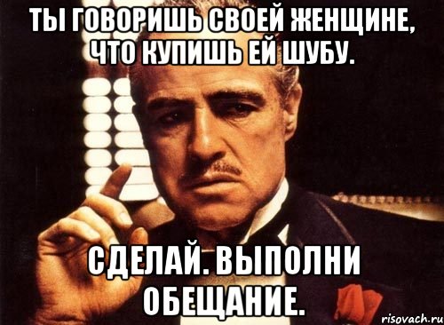 ты говоришь своей женщине, что купишь ей шубу. сделай. выполни обещание., Мем крестный отец