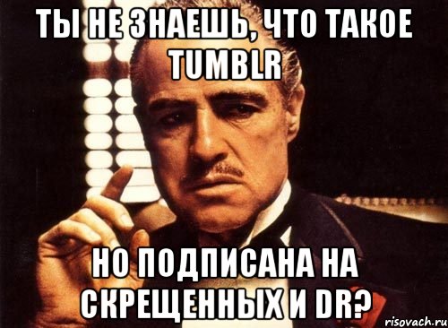 Ты не знаешь, что такое tumblr Но подписана на Скрещенных и Dr?, Мем крестный отец