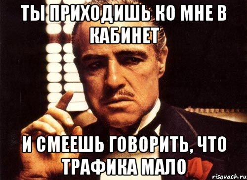 ты приходишь ко мне в кабинет и смеешь говорить, что трафика мало, Мем крестный отец