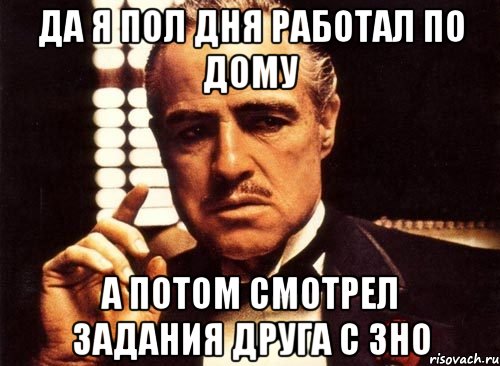 да я пол дня работал по дому а потом смотрел задания друга с зно, Мем крестный отец