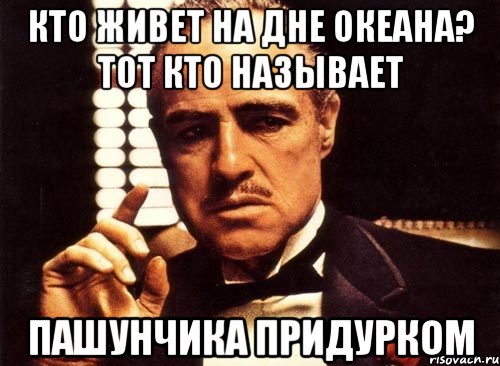 Кто живет на дне океана? Тот кто называет Пашунчика придурком, Мем крестный отец