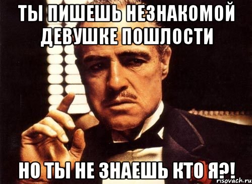 Ты пишешь незнакомой девушке пошлости Но ты не знаешь кто я?!, Мем крестный отец