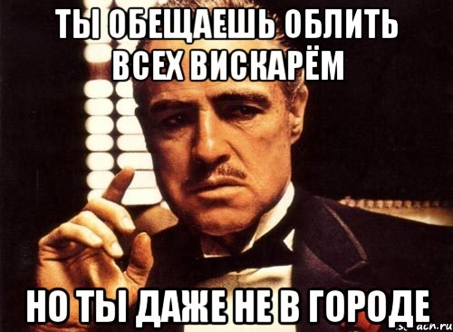 Ты обещаешь облить всех вискарём Но ты даже не в городе, Мем крестный отец