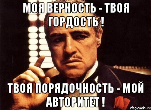 Моя верность - твоя гордость ! Твоя порядочность - мой авторитет !, Мем крестный отец