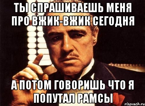 ты спрашиваешь меня про вжик-вжик сегодня а потом говоришь что я попутал рамсы, Мем крестный отец