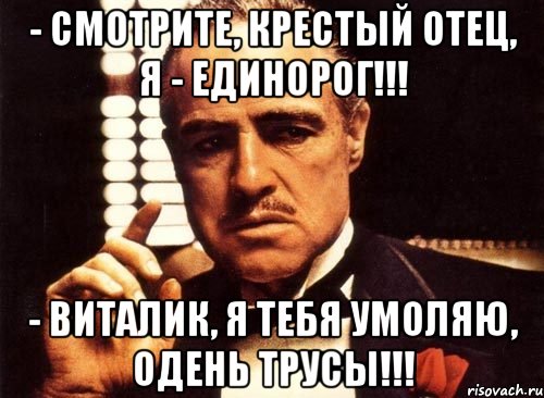 - смотрите, Крестый Отец, я - единорог!!! - Виталик, я тебя умоляю, одень трусы!!!, Мем крестный отец