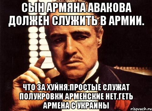 Сын армяна авакова должен служить в армии. Что за хуйня.простые служат полукровки арменские нет.геть армена с украины, Мем крестный отец