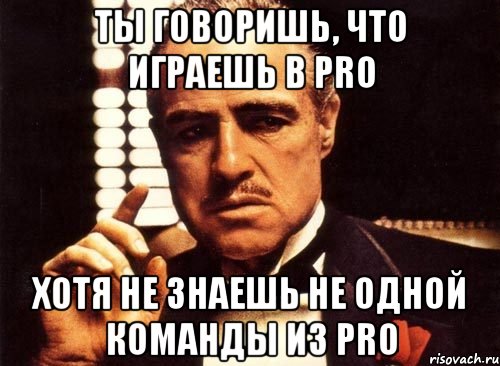 Ты говоришь, что играешь в PRO хотя не знаешь не одной команды из PRO, Мем крестный отец