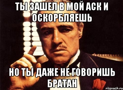 ты зашел в мой аск и оскорбляешь но ты даже не говоришь братан, Мем крестный отец