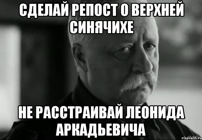 Сделай репост о Верхней Синячихе Не расстраивай Леонида Аркадьевича, Мем Не расстраивай Леонида Аркадьевича