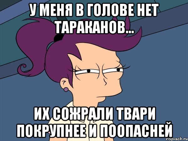 У меня в голове нет тараканов... Их сожрали твари покрупнее и поопасней, Мем Мне кажется или (с Лилой)