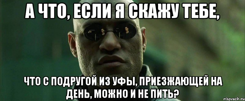 А что, если я скажу тебе, что с подругой из уфы, приезжающей на день, можно и не пить?, Мем  морфеус