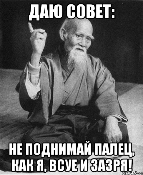 даю совет: не поднимай палец, как я, всуе и зазря!, Мем Монах-мудрец (сэнсей)