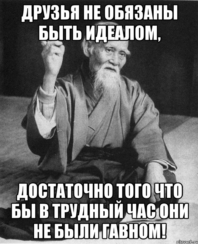 Друзья не обязаны быть идеалом, достаточно того что бы в трудный час они не были гавном!, Мем Монах-мудрец (сэнсей)