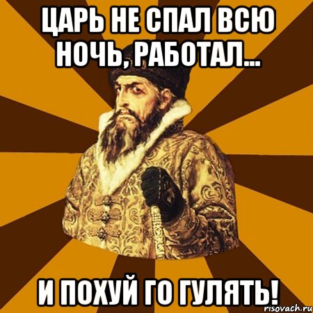 царь не спал всю ночь, работал... и похуй го гулять!, Мем Не царское это дело