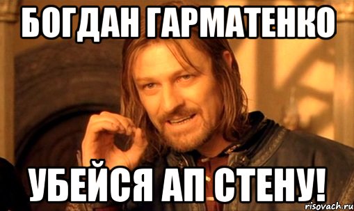 Богдан Гарматенко убейся ап стену!, Мем Нельзя просто так взять и (Боромир мем)