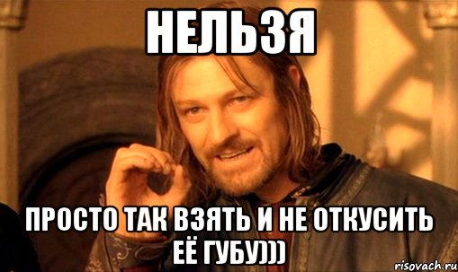 нельзя просто так взять и не откусить её Губу))), Мем Нельзя просто так взять и (Боромир мем)