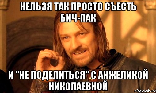 Нельзя так просто съесть бич-пак и "не поделиться" с Анжеликой Николаевной, Мем Нельзя просто так взять и (Боромир мем)