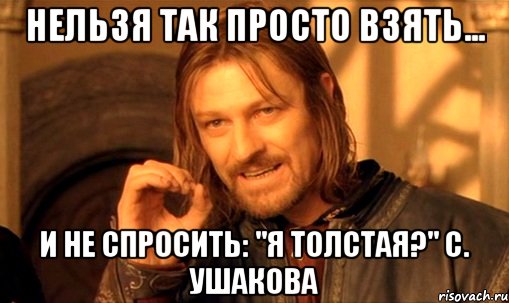 Нельзя так просто взять... и не спросить: "Я толстая?" с. Ушакова, Мем Нельзя просто так взять и (Боромир мем)