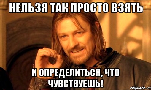 нельзя так просто взять и определиться, что чувствуешь!, Мем Нельзя просто так взять и (Боромир мем)