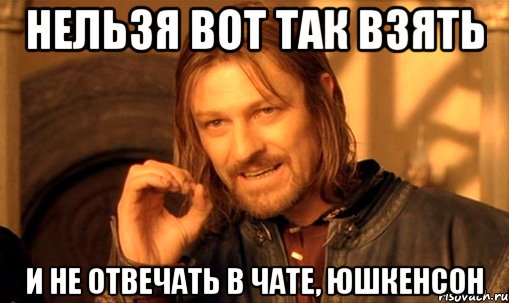 нельзя вот так взять и не отвечать в чате, Юшкенсон, Мем Нельзя просто так взять и (Боромир мем)