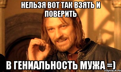 Нельзя вот так взять и поверить в гениальность мужа =), Мем Нельзя просто так взять и (Боромир мем)