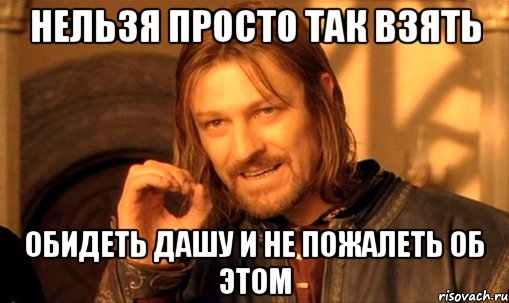 нельзя просто так взять обидеть Дашу и не пожалеть об этом, Мем Нельзя просто так взять и (Боромир мем)