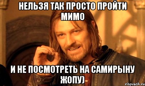 нельзя так просто пройти мимо и не посмотреть на Самирыну жопу), Мем Нельзя просто так взять и (Боромир мем)