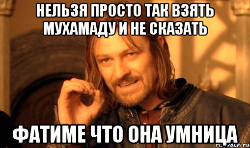 Нельзя просто так взять Мухамаду и не сказать Фатиме что она умница, Мем Нельзя просто так взять и (Боромир мем)