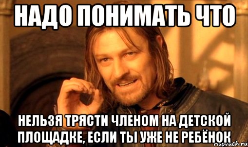 Надо понимать что нельзя трясти членом на детской площадке, если ты уже не ребёнок, Мем Нельзя просто так взять и (Боромир мем)