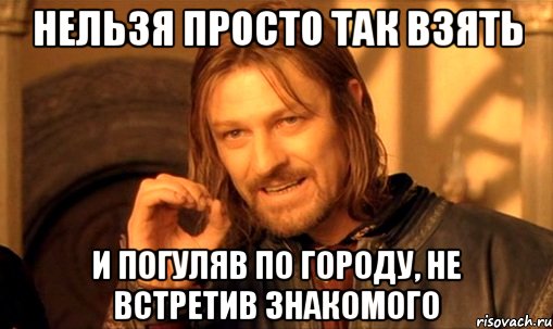 нельзя просто так взять и погуляв по городу, не встретив знакомого, Мем Нельзя просто так взять и (Боромир мем)